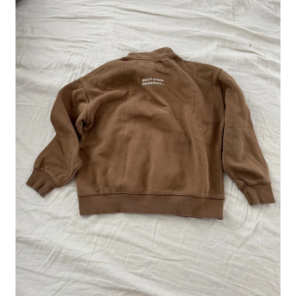 Zara Kids Brown Quarter Zip Sweatshirt + Joggers Sweatpant Set Size 10 Years Old